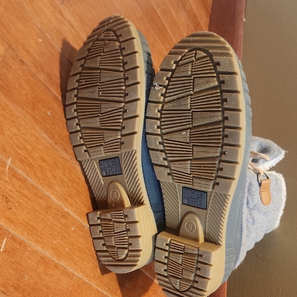 Gray and Tan Winter Rain Boots with Fleece Lining - Picture 2 of 4